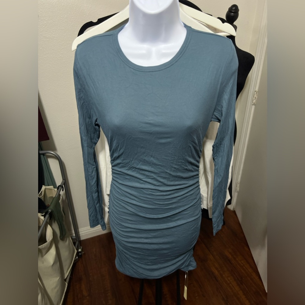 OGL Eco-SkinKiss® Long Sleeve Ruched Sides Mini Dress
